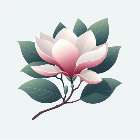 Magnolia flower on white background. Vector illustration for your design.のイラスト素材