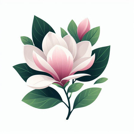 Magnolia flowers on a white background. Vector illustration for your designのイラスト素材