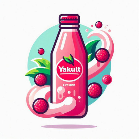 Raspberry smoothie in a bottle. Vector illustration in flat styleのイラスト素材
