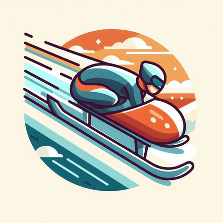 Snowboarder in helmet sliding down the hill. Vector illustration.のイラスト素材