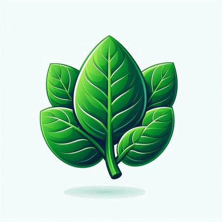 Green leaves icon. Vector illustration. Isolated on white background.のイラスト素材