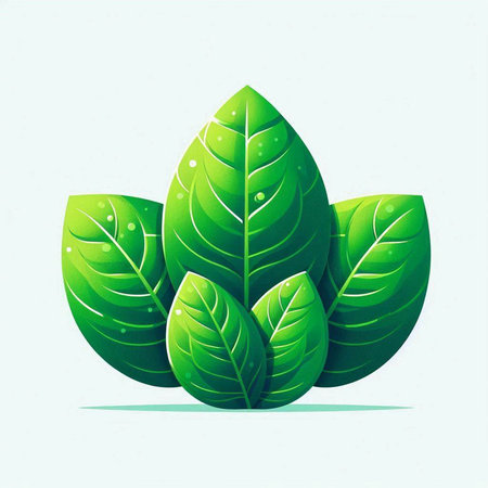 Green leaves on a light background. Vector illustration. Eps 10.のイラスト素材