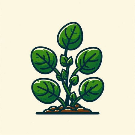 Seedling icon. Vector illustration of a sprout with leaves.のイラスト素材