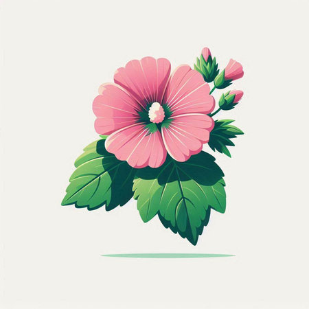 Flower of a pink hibiscus. Vector illustration.のイラスト素材