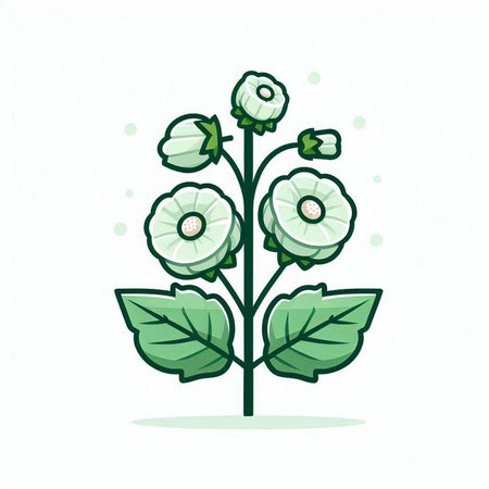 Illustration of hollyhock. Vector illustration of hollyhock.のイラスト素材
