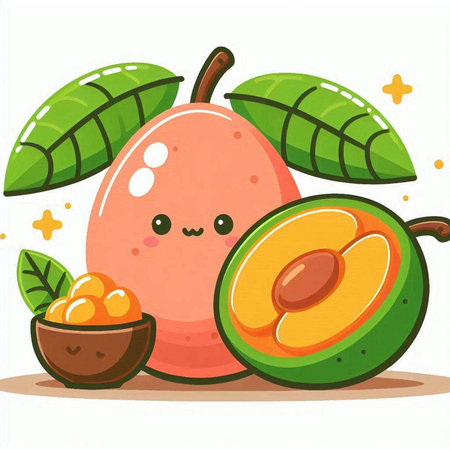 Illustration of a Cute Plum Fruit Mascot Character Mascotのイラスト素材