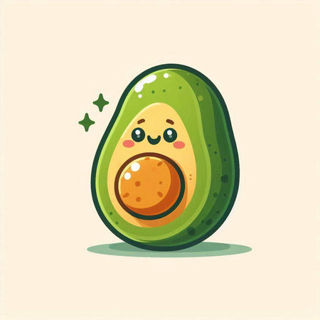 Cute Avocado character with funny expression. Vector cartoon illustration.のイラスト素材