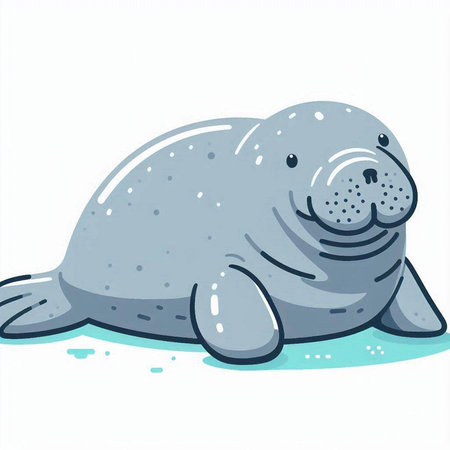 Vector illustration of a cute seal on a white background. Sea animal.のイラスト素材