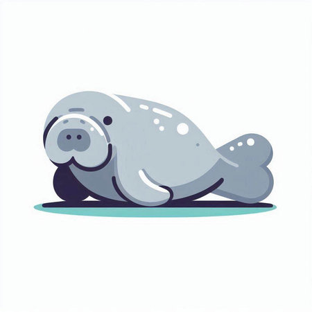 Sleeping seal isolated on a white background. Vector illustration.のイラスト素材