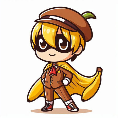 Illustration of a Cute Little Boy Wearing a Superhero Costumeのイラスト素材