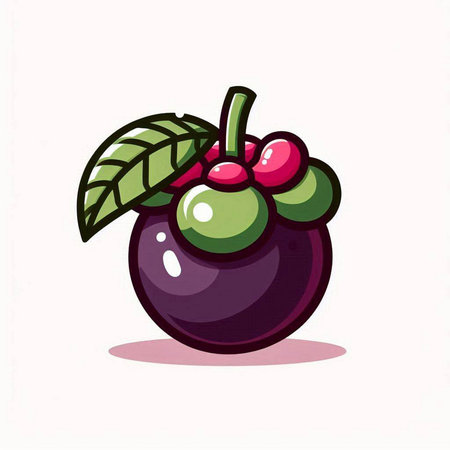 mangosteen fruit icon on white background. vector illustration.のイラスト素材