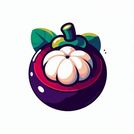 Mangosteen fruit on white background. Vector illustration of a mangosteen.のイラスト素材