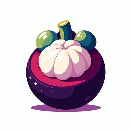mangosteen vector illustration isolated on white background. mangosteen fruit iconのイラスト素材