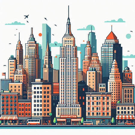 Cityscape of the city. Skyscrapers. Vector illustration.のイラスト素材