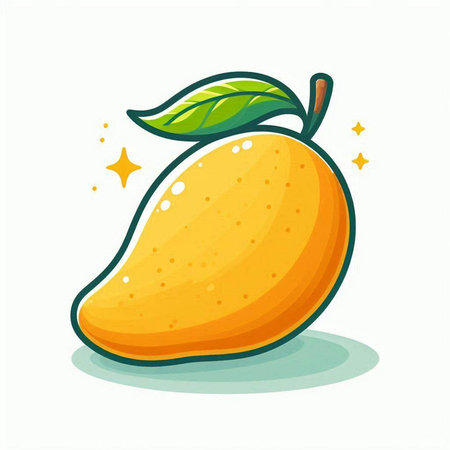 Mango fruit icon isolated on white background. Vector illustration in cartoon style.のイラスト素材