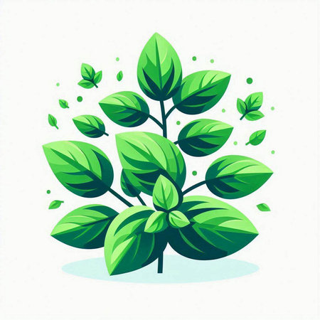 Green leaves on a white background. Vector illustration. Eps 10.のイラスト素材