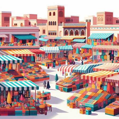 Souvenir market in Dubai, United Arab Emirates. Vector illustrationのイラスト素材