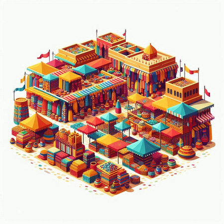 Colorful isometric city. Vector illustration of a colorful city.のイラスト素材