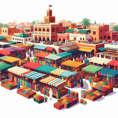 illustration of islamic market in Dubai, United Arab Emiratesのイラスト素材