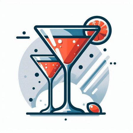 Cocktail icon in flat style. Vector illustration. Alcoholic drink.のイラスト素材