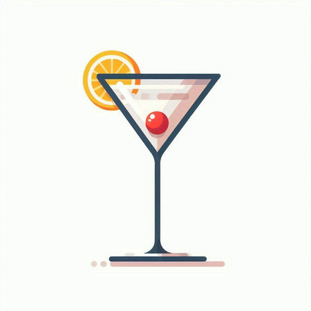 Cocktail icon. Vector illustration in flat style isolated on white background.のイラスト素材