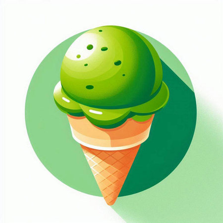 Ice cream in a waffle cone on a white background. Vector illustration.のイラスト素材