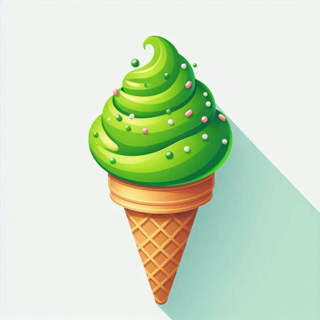Ice cream in a waffle cone on a white background. Vector illustration.のイラスト素材