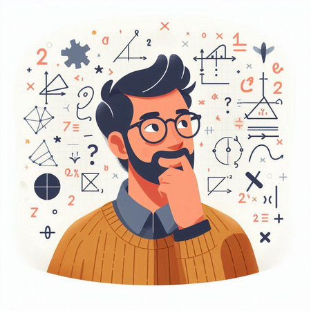 Man with glasses and a beard in a sweater and glasses. Vector illustrationのイラスト素材