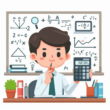 Male teacher at the blackboard. Education concept. Vector illustration.のイラスト素材