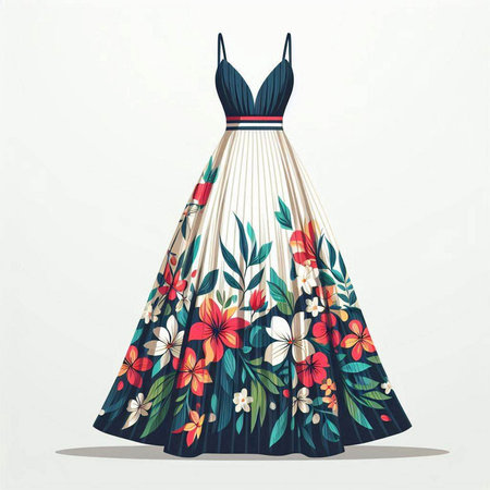 Wedding dress with floral pattern. Vector illustration. Eps 10のイラスト素材