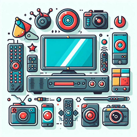 Vector illustration of a set of electronic devices in flat design style.のイラスト素材