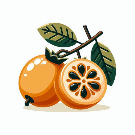 Fruits of loquat on a white background. Vector illustration.のイラスト素材