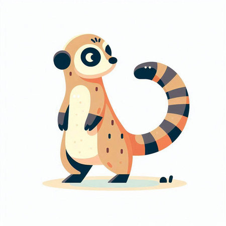 Cute cartoon lemur. Vector illustration isolated on white background.のイラスト素材