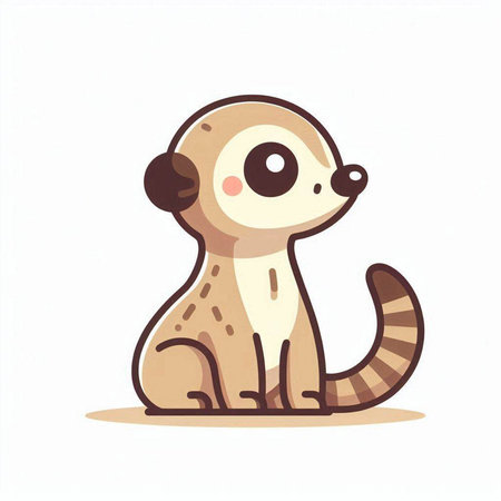 Cute cartoon meerkat isolated on white background. Vector illustration.のイラスト素材