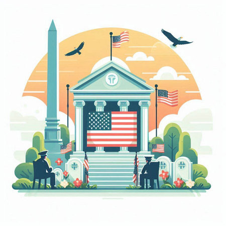 Flat design vector illustration concept of American Memorial. Memorial Day, Memorial Day.のイラスト素材