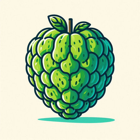 Custard apple fruit vector illustration. Hand drawn sketch style.のイラスト素材