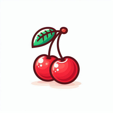 Cherry vector illustration. Isolated cherry on a white background.のイラスト素材