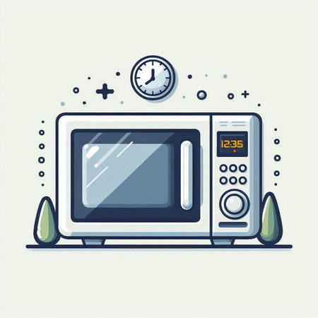 Microwave oven vector illustration in flat style. Kitchen equipment.のイラスト素材