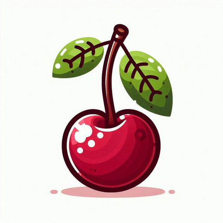 Cherry vector illustration. Isolated cherry on a white background.のイラスト素材