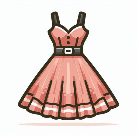 Vector illustration of a cute pink dress. Isolated on white background.のイラスト素材