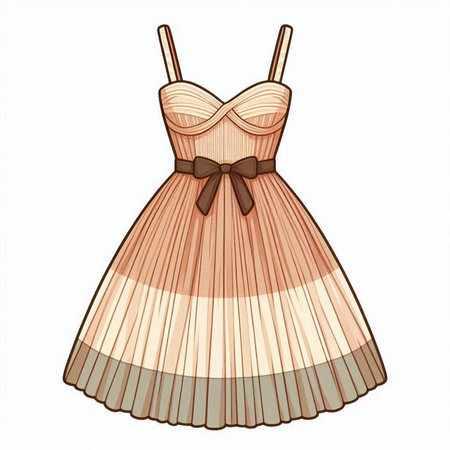 Women's dress with a bow on a white background. Vector illustrationのイラスト素材