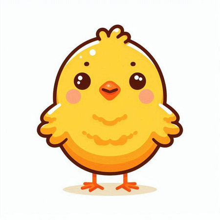 Cute little yellow chicken isolated on white background. Vector illustration.のイラスト素材