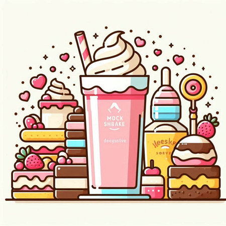 Coffee and sweets. Vector illustration in flat linear style.のイラスト素材