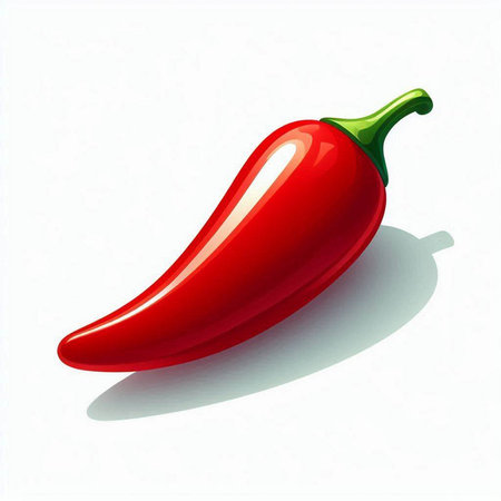 Illustration of a red hot chili pepper on a white background.のイラスト素材
