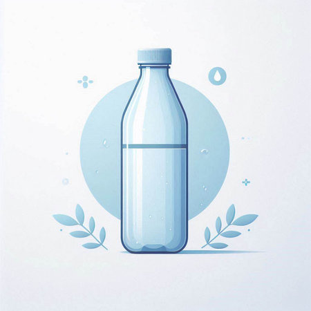 Plastic bottle of water on a white background. Vector illustration.のイラスト素材