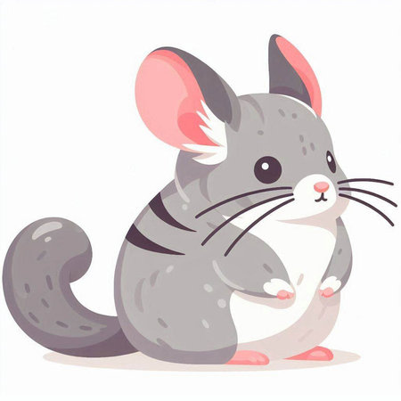Gray chinchilla isolated on a white background. Vector illustration.のイラスト素材