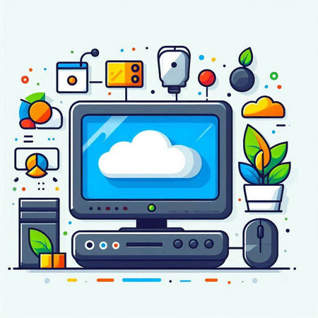 Modern flat design vector illustration concept of cloud computing and technology for website and mobile website development.のイラスト素材