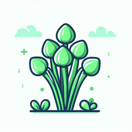 Plant icon in flat line style. Vector illustration on white background.のイラスト素材