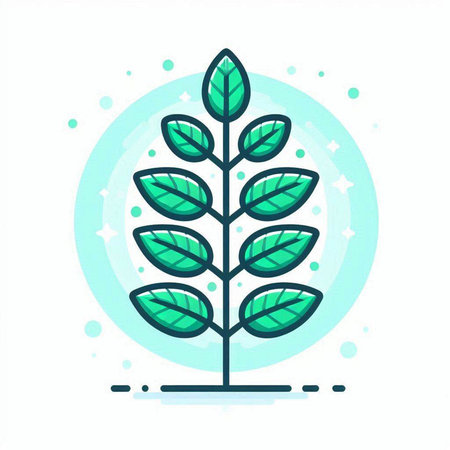 Ecology icon. Vector illustration of green leaf on blue background.のイラスト素材
