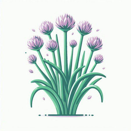 Vector illustration of a bunch of purple flowers on a white background.のイラスト素材
